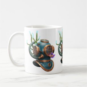 Blue Diving Helmet Character with Starfish Kaffeetasse
