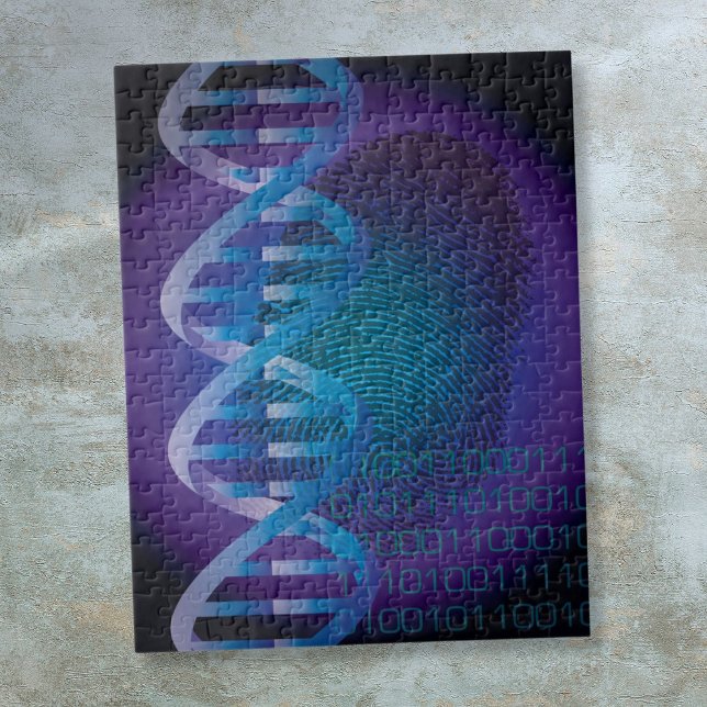 Blue DNA Fingerprint Medizinische Polizei (Blue DNA Fingerprint Medical Science Police Jigsaw Puzzle)