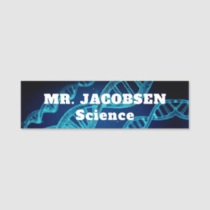Blue DNA Science Teacher Name Tag Namensschild