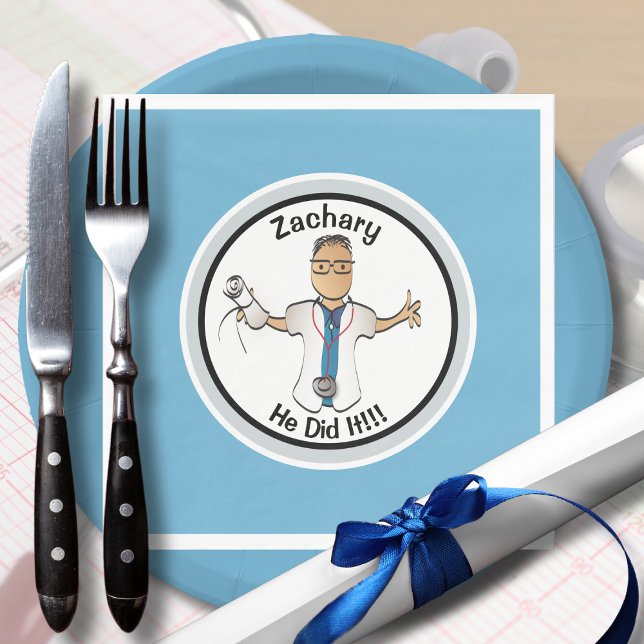 Blue Doctor Arzt Medizinischer Abschluss Cartoon Serviette (Von Creator hochgeladen)
