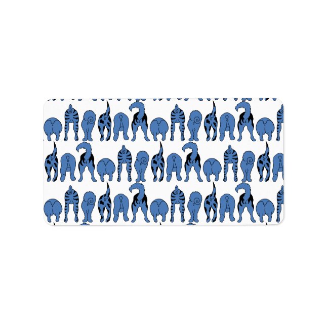 Blue Dog Butts Pattern Adressaufkleber (Vorne)