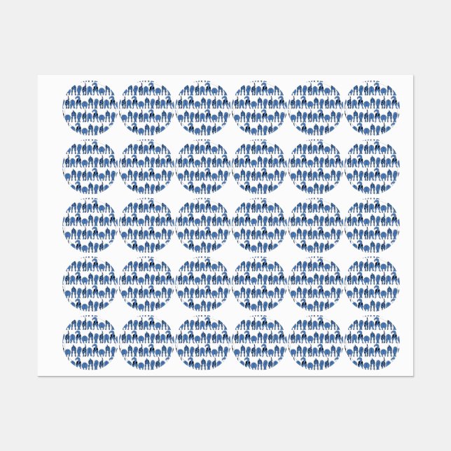 Blue Dog Butts Pattern Etiketten (Blatt)