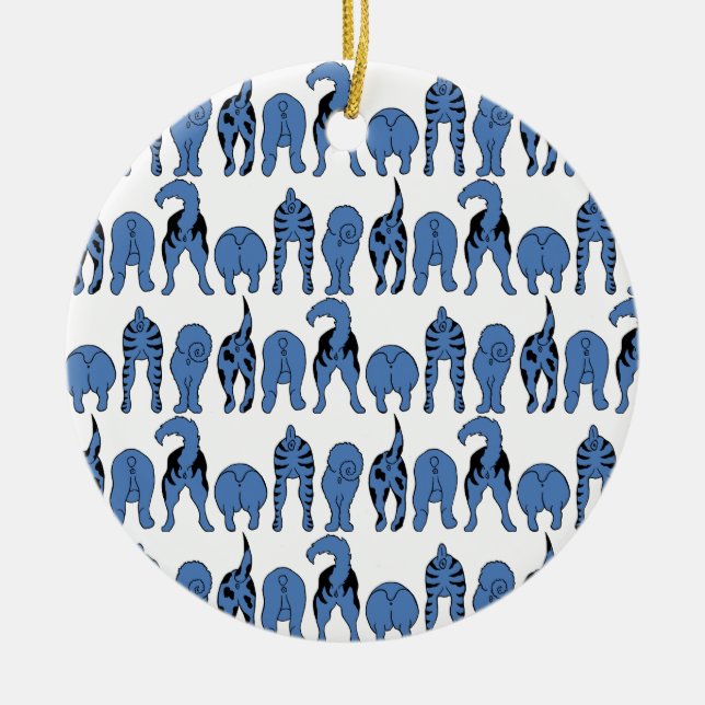 Blue Dog Butts Pattern Keramik Ornament (Vorne)