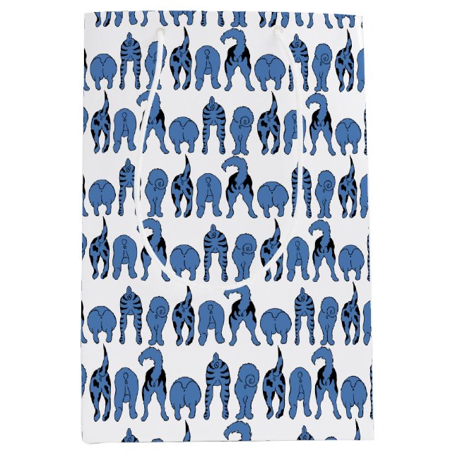 Blue Dog Butts Pattern Mittlere Geschenktüte (Vorderseite)