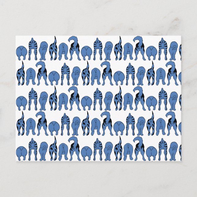 Blue Dog Butts Pattern Postkarte (Vorderseite)