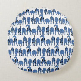 Blue Dog Butts Pattern Rundes Kissen