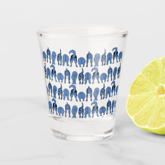 Blue Dog Butts Pattern Schnapsglas