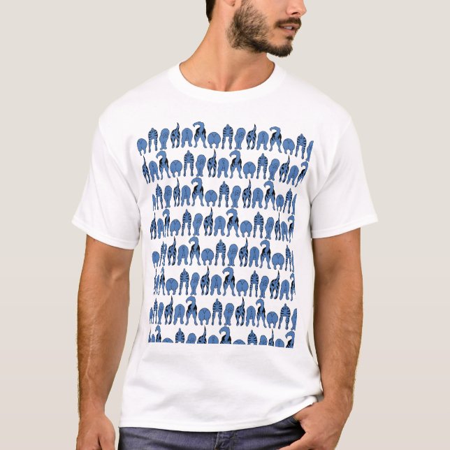 Blue Dog Butts Pattern T-Shirt (Vorderseite)