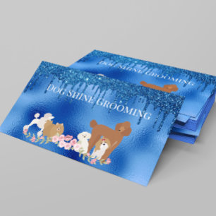 Blue Dog Grooming Glitter Haustier-Service  Visitenkarte