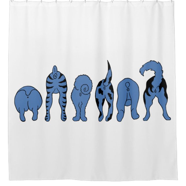 Blue Dog Hintern Duschvorhang (Vorderseite)