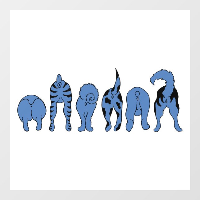 Blue Dog Hintern Fensteraufkleber (Blatt)