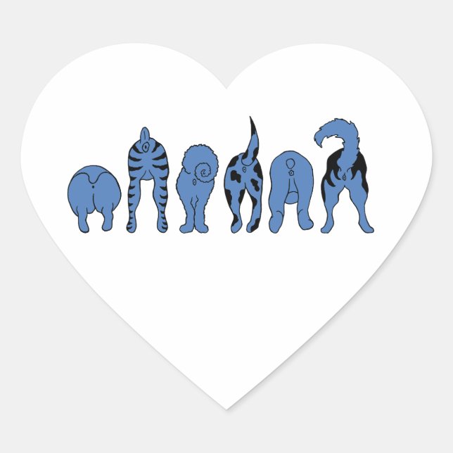 Blue Dog Hintern Herz-Aufkleber (Vorderseite)