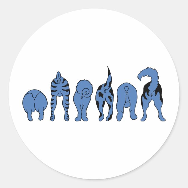 Blue Dog Hintern Runder Aufkleber (Vorderseite)