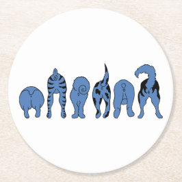 Blue Dog Hintern Runder Pappuntersetzer