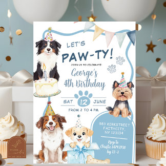 Blue Dog lass uns Pawty Geburtstag Einladung