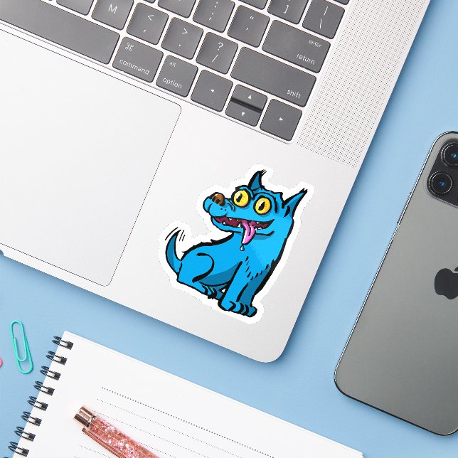 Blue dog origins aufkleber (Laptop mit iPhone)
