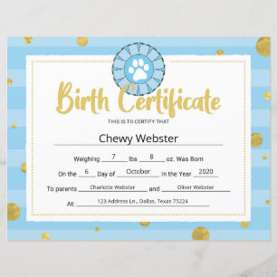 Blue Dog Paw Clip Art Welpe Geburtsurkunde