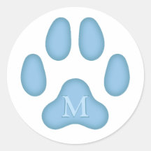 Blue Dog Paw Print Personalisiert Pet Monogram Sie