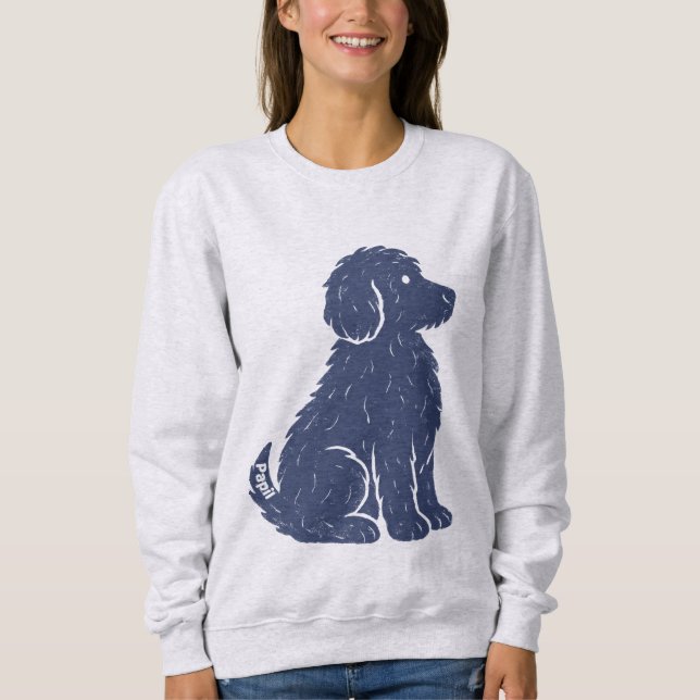 Blue Dog Silhouette Minimal Art Sweatshirt (Vorderseite)