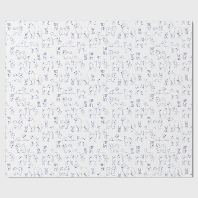 Blue Dogs Pattern Geschenkpapier (Flach)