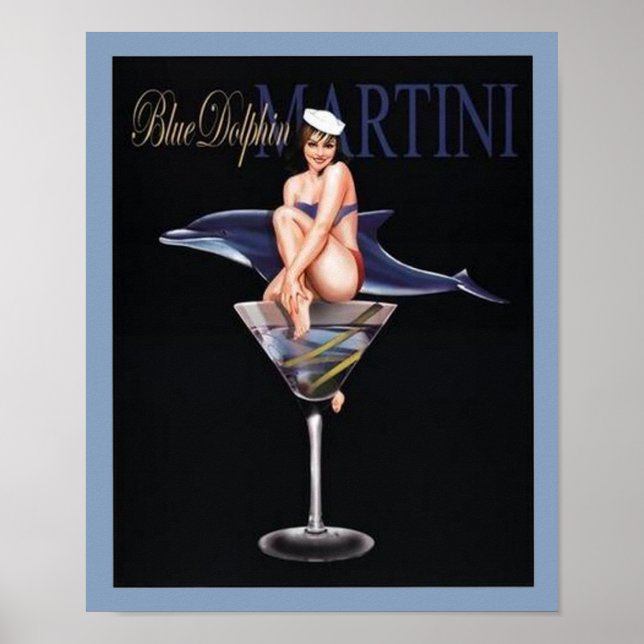 Blue Dolphin Martini Poster (Vorne)