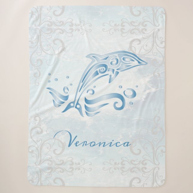 Blue Dolphin Personalisiert Sherpa Blanket Sherpadecke (Vorderseite)