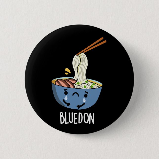 Blue-don Funny Udon Pun Dark BG Button (Vorderseite)