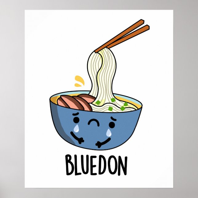 Blue-don Funny Udon Pun Poster (Vorne)