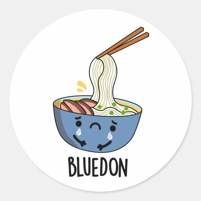 Blue-don Funny Udon Pun  Runder Aufkleber (Vorderseite)