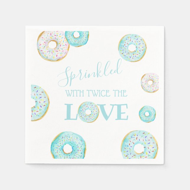 Blue Donut Baby Sprinkle Papierplatte Serviette (Vorderseite)