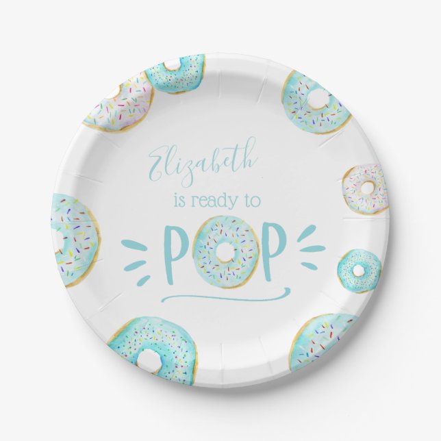 Blue Donut Baby Sprinkle Pappteller (Vorderseite)
