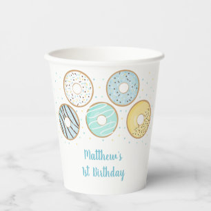 Blue Donut Sprinkles Geburtstag Pappbecher