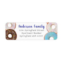 Blue Donut Theme Family Name Custom Rücksendeadres
