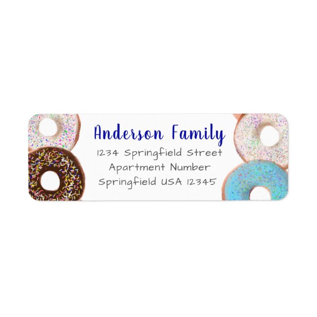 Blue Donut Theme Family Name Custom Rücksendeadres (Vorne)