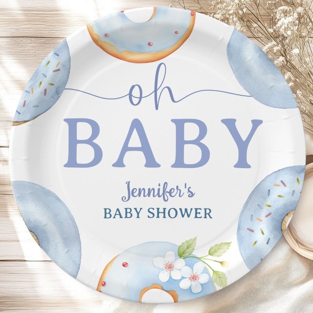 Blue Donuts Baby Shower Brunch  Pappteller (Von Creator hochgeladen)