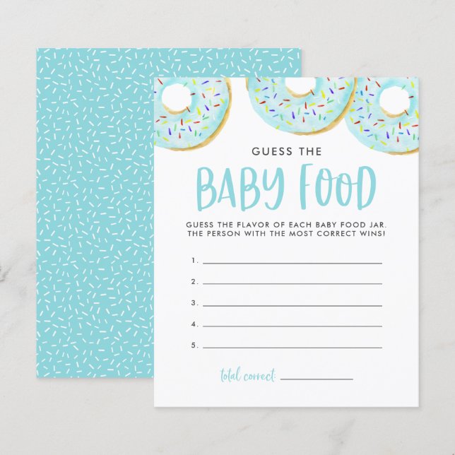 Blue Donuts Raten Sie das Baby Food Baby Duschspie (Vorne/Hinten)