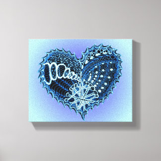 Blue Doodle Heart Leinwanddruck