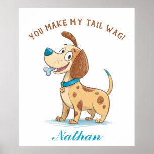 Blue Doodle Playful Pet, Floppy Eared Puppy Dodge Poster