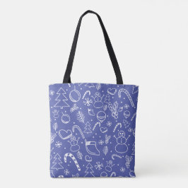 Blue Doodle Weihnachtsmuster - Spaß und Feierlichk Tasche