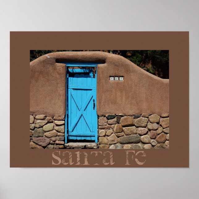 Blue Door Adobe Santa Fe New Mexico Poster (Vorne)