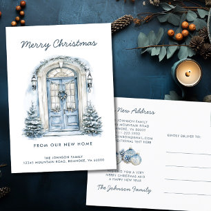 Blue Door Frohe Weihnachten von New Zuhause Ankündigungspostkarte