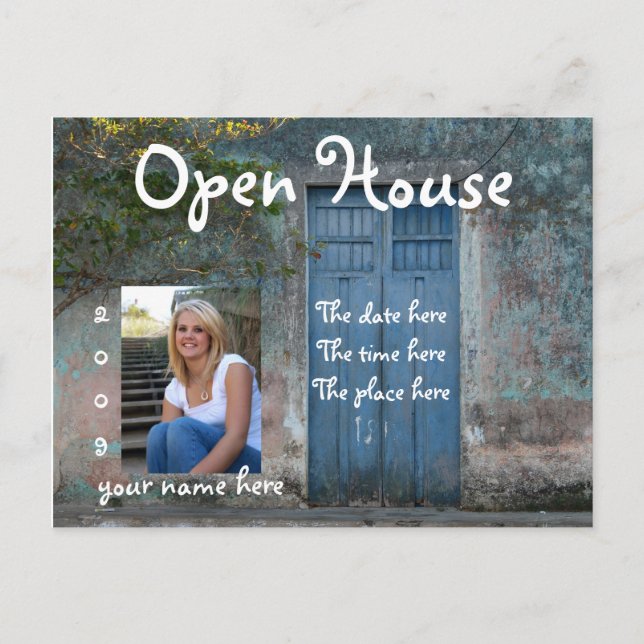 Blue Doors Open House Postcard Postkarte (Vorderseite)