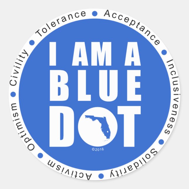 Blue Dot Florida Runder Aufkleber (Vorderseite)