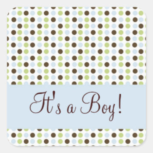 Blue Dot It a Boy Quadratischer Aufkleber