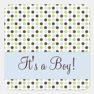 Blue Dot It a Boy Quadratischer Aufkleber