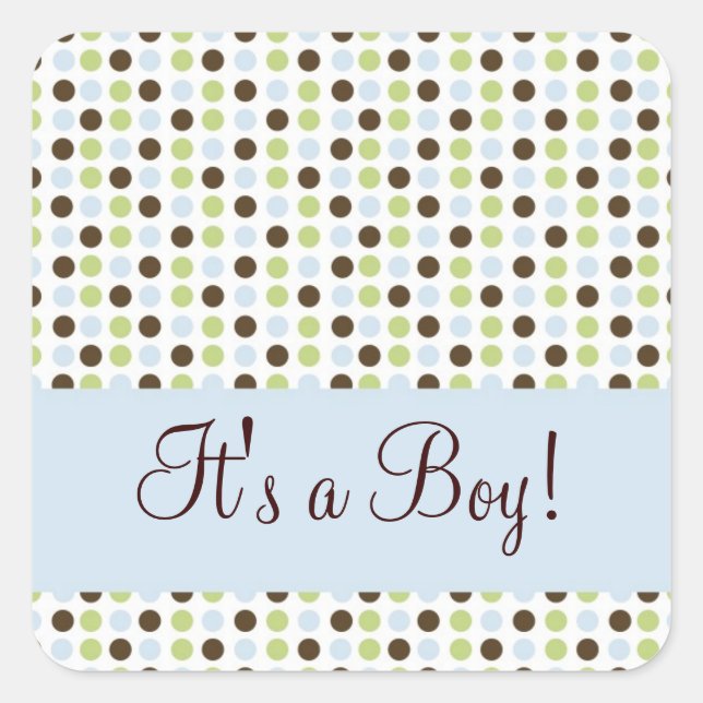 Blue Dot It a Boy Quadratischer Aufkleber (Vorderseite)