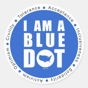 Blue Dot U.S.A. Runder Aufkleber