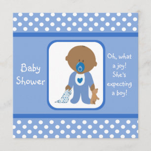 Blue Dots African American Baby Shower Einladungen