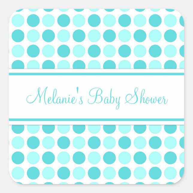 Blue Dots Baby Dusche Pflegeaufkleber Quadratischer Aufkleber (Vorderseite)
