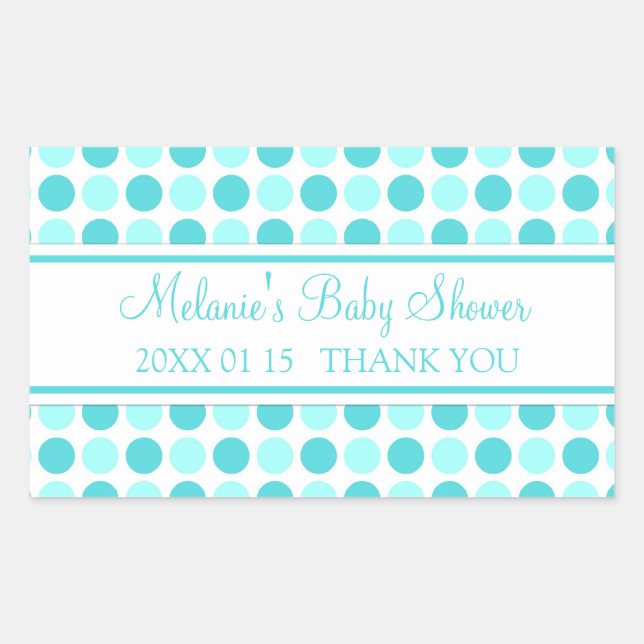 Blue Dots Baby Dusche Pflegeaufkleber Rechteckiger Aufkleber (Vorderseite)